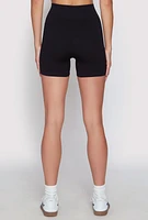 Womens Seamless Biker Shorts, Black, Size XL