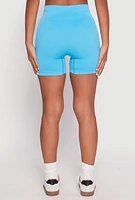 Womens Seamless Biker Shorts, Blue, Size L