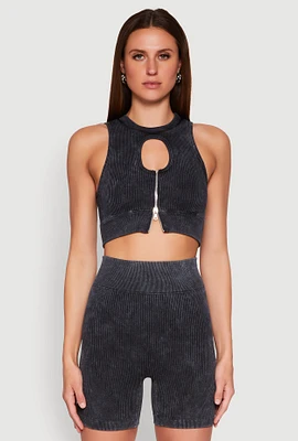 Womens Ribbed Knit Keyhole Tank Top,