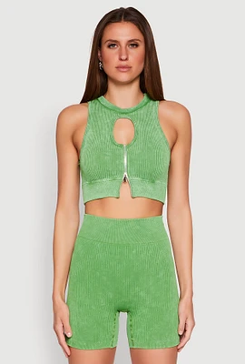 Womens Ribbed Knit Keyhole Tank Top,