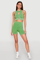 Womens Ribbed Knit Keyhole Tank Top,