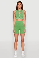 Womens Ribbed Knit Keyhole Tank Top,