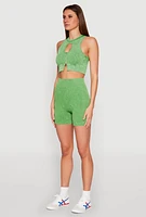 Womens Ribbed Knit Keyhole Tank Top,