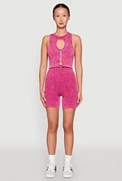 Womens Ribbed Knit Keyhole Tank Top,