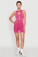 Womens Ribbed Knit Keyhole Tank Top,