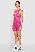 Womens Ribbed Knit Keyhole Tank Top,