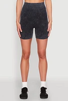 Womens Seamless Ribbed Knit Ruched Biker Shorts, XL