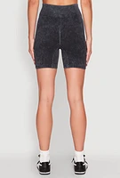 Womens Seamless Ribbed Knit Ruched Biker Shorts, XL
