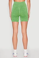 Womens Seamless Ribbed Knit Ruched Biker Shorts,