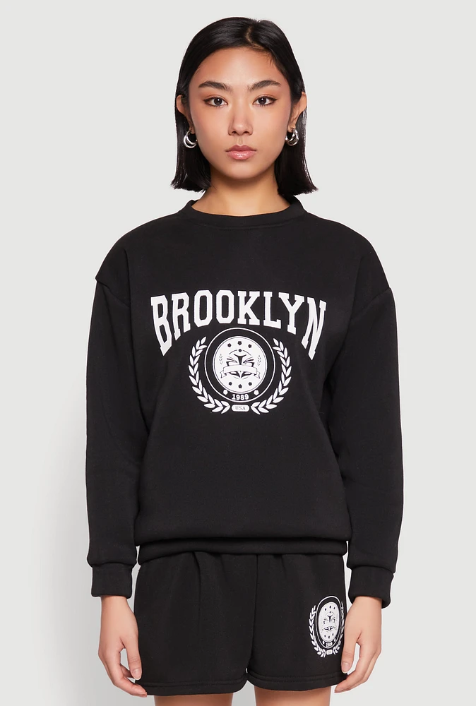 Womens Fleece Brooklyn Graphic Sweatshirt, M