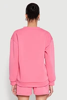 Womens Fleece Brooklyn Graphic Sweatshirt, Pink, Size S