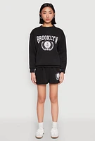 Womens Fleece Brooklyn Graphic Sweatshorts, L