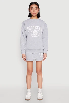 Womens Fleece Brooklyn Graphic Sweatshorts,