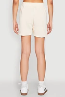 Womens Fleece Brooklyn Graphic Sweatshorts, Khaki,