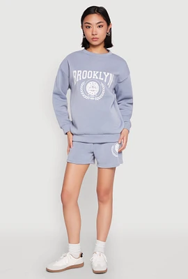 Womens Fleece Brooklyn Graphic Sweatshorts,