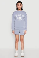Womens Fleece Brooklyn Graphic Sweatshorts,