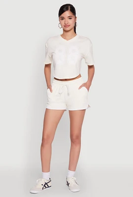 Womens Drawstring Waist Contrast Trim Dolphin Shorts,