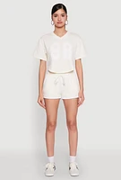 Womens Drawstring Waist Contrast Trim Dolphin Shorts,