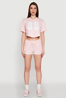 Womens Drawstring Waist Contrast Trim Dolphin Shorts, Pink, Size M