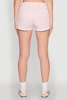 Womens Drawstring Waist Contrast Trim Dolphin Shorts, Pink, Size M