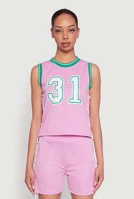 Womens 31 Graphic Contrast Trim Jersey, Purple,