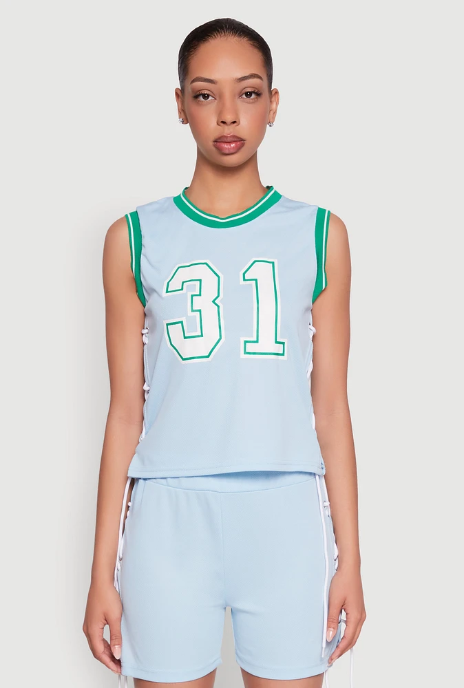 Womens 31 Graphic Contrast Trim Jersey,