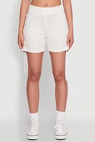Womens Jersey Mesh Lace Up Side Shorts, Khaki, Size M