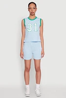 Womens Jersey Mesh Lace Up Side Shorts, Blue, Size XL