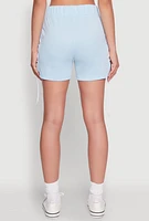 Womens Jersey Mesh Lace Up Side Shorts, Blue, Size XL