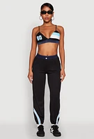 Womens Jersey Mesh 90 Graphic Contrast Trim Bralette, Multi,