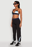 Womens Jersey Mesh 90 Graphic Contrast Trim Bralette, Multi,