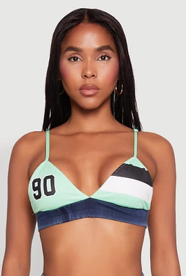 Womens Jersey Mesh 90 Graphic Contrast Trim Bralette,