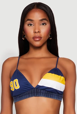 Womens Jersey Mesh 90 Graphic Contrast Trim Bralette,