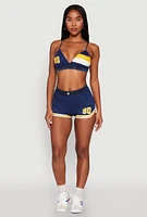 Womens Jersey Mesh 90 Graphic Contrast Trim Bralette,