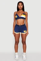 Womens Jersey Mesh 90 Graphic Contrast Trim Bralette,
