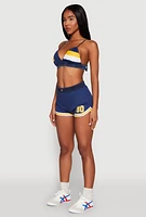 Womens Jersey Mesh 90 Graphic Contrast Trim Bralette,