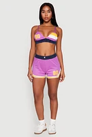 Womens Jersey Mesh 90 Graphic Contrast Trim Bralette, Multi,