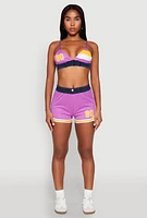 Womens Jersey Mesh 90 Graphic Contrast Trim Bralette, Multi,