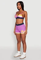 Womens Jersey Mesh 90 Graphic Contrast Trim Bralette, Multi,