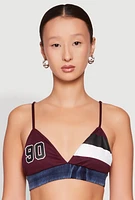 Womens Jersey Mesh 90 Graphic Contrast Trim Bralette, Multi, Size XL
