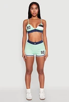 Womens Jersey Mesh 90 Graphic Contrast Trim Sweatshorts,