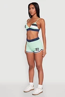 Womens Jersey Mesh 90 Graphic Contrast Trim Sweatshorts,