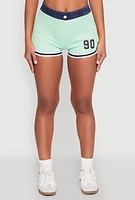 Womens Jersey Mesh 90 Graphic Contrast Trim Sweatshorts,