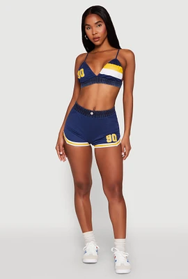 Womens Jersey Mesh 90 Graphic Contrast Trim Sweatshorts,