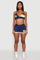 Womens Jersey Mesh 90 Graphic Contrast Trim Sweatshorts,