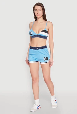 Womens Jersey Mesh 90 Graphic Contrast Trim Sweatshorts,