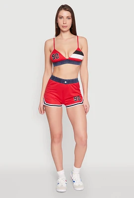 Womens Jersey Mesh 90 Graphic Contrast Trim Sweatshorts,