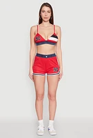 Womens Jersey Mesh 90 Graphic Contrast Trim Sweatshorts,