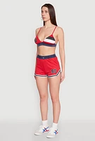 Womens Jersey Mesh 90 Graphic Contrast Trim Sweatshorts,