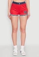 Womens Jersey Mesh 90 Graphic Contrast Trim Sweatshorts,